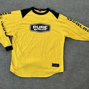 Pure Polaris Shirt Mens 2XL Yellow Long Sleeve Racing Snowmobile Graphic Tee VTG